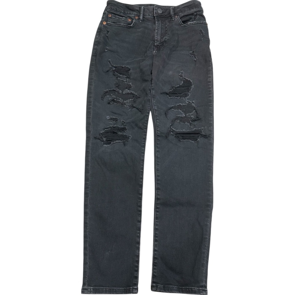 American Eagle Mens Black Distressed Next Level Flex Goth Punk 26x28 Jeans Cyber